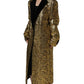 Dolce & Gabbana Gold Floral Jacquard Wool Trench Coat Jacket