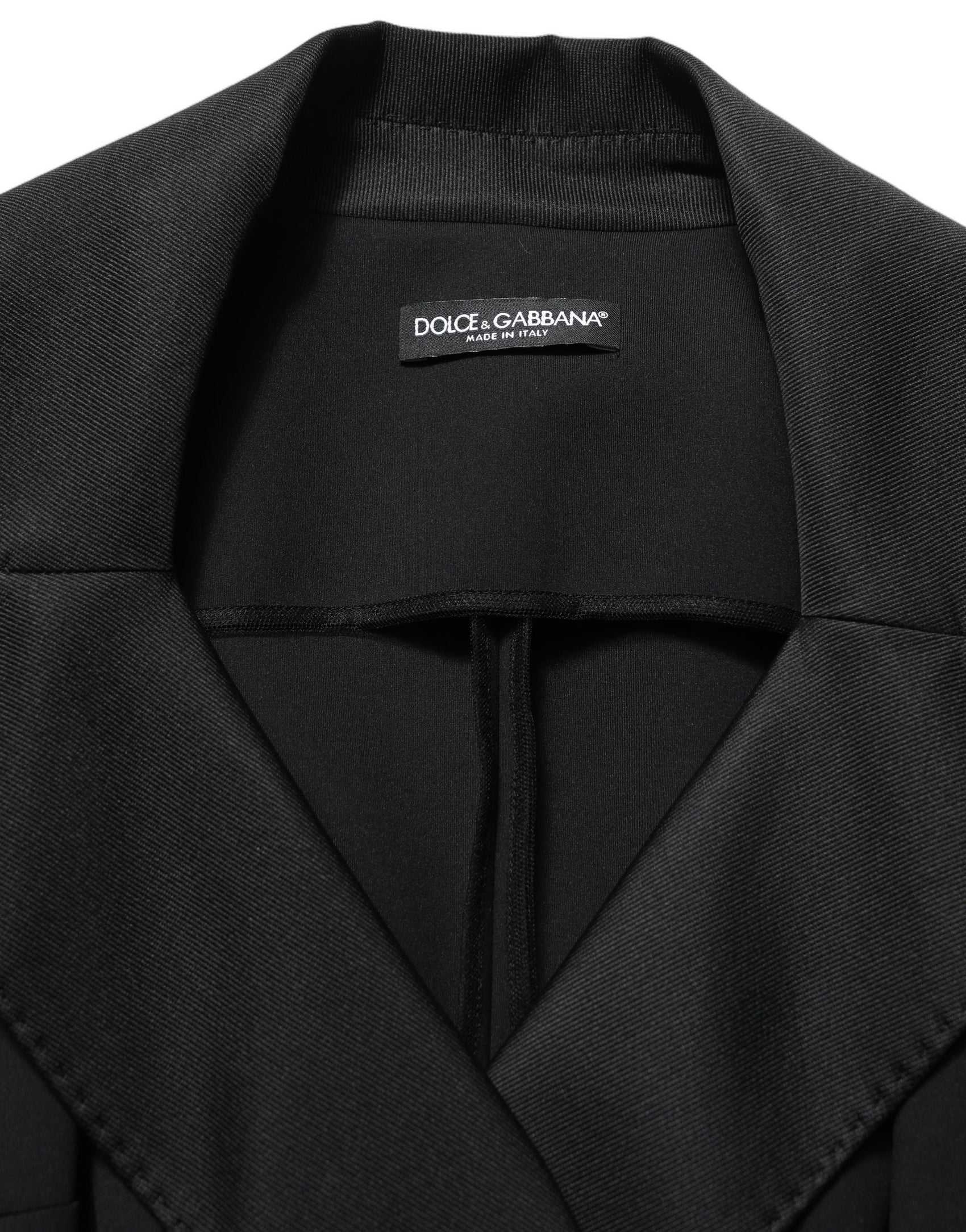 Dolce & Gabbana Black Nylon Double Breasted Coat Jacket