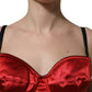 Dolce & Gabbana Red Polyester Satin Bustier Cropped Tank Top