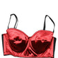 Dolce & Gabbana Red Polyester Satin Bustier Cropped Tank Top