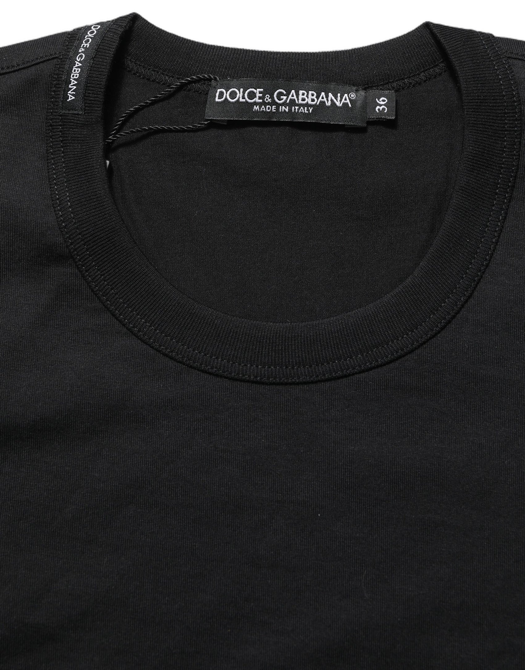 Dolce & Gabbana Black Cotton Short Sleeves Crew Neck T-shirt