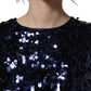 Dolce & Gabbana Blue Sequined Sleeveless Cropped Tank Top