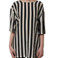 Dolce & Gabbana Black White Stripes Round Neck Blouse Top
