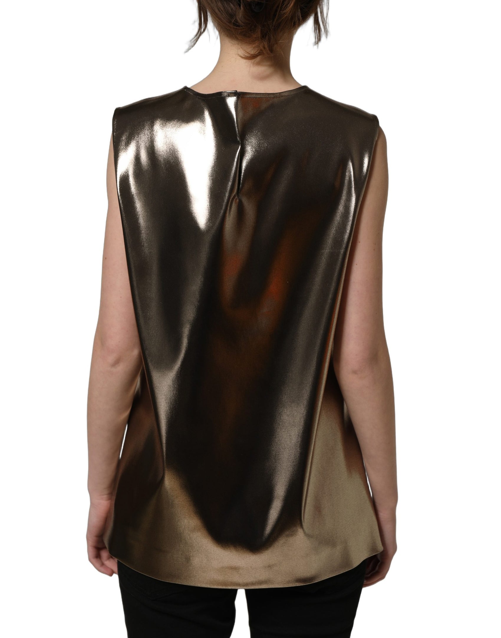 Dolce & Gabbana Metallic Bronze Roundneck SleevelessTank Top
