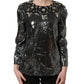 Dolce & Gabbana Metallic Gray Sequin Embellished Blouse Top
