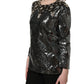 Dolce & Gabbana Metallic Gray Sequin Embellished Blouse Top