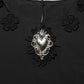 Dolce & Gabbana Black Floral Silk Heart Appliqué Blouse Top
