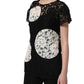 Dolce & Gabbana Black White Floral Lace Short Sleeve Blouse Top