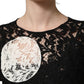 Dolce & Gabbana Black White Floral Lace Short Sleeve Blouse Top