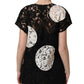 Dolce & Gabbana Black White Floral Lace Short Sleeve Blouse Top