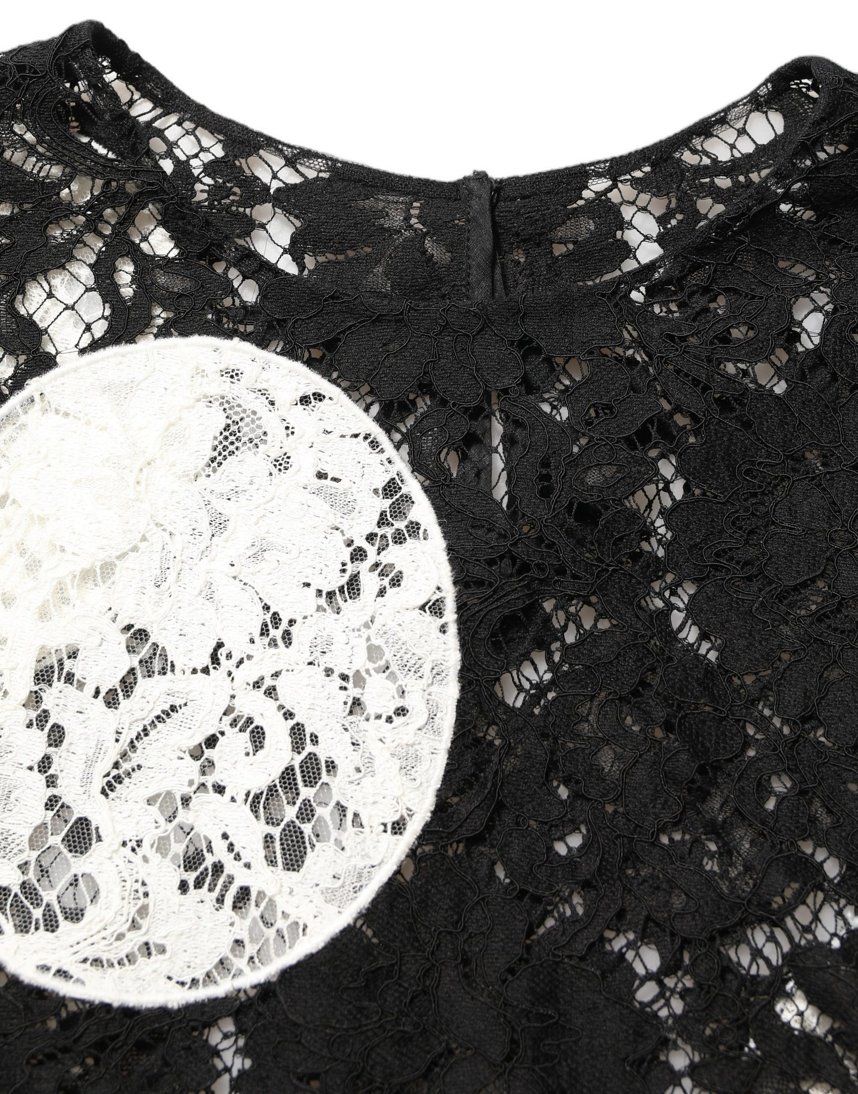 Dolce & Gabbana Black White Floral Lace Short Sleeve Blouse Top