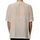 Dolce & Gabbana Beige Lace Trim Bow Short Sleeves Blouse Top