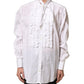 Dolce & Gabbana White Ruffled Bib Long Sleeves Blouse Top