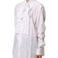 Dolce & Gabbana White Ruffled Bib Long Sleeves Blouse Top