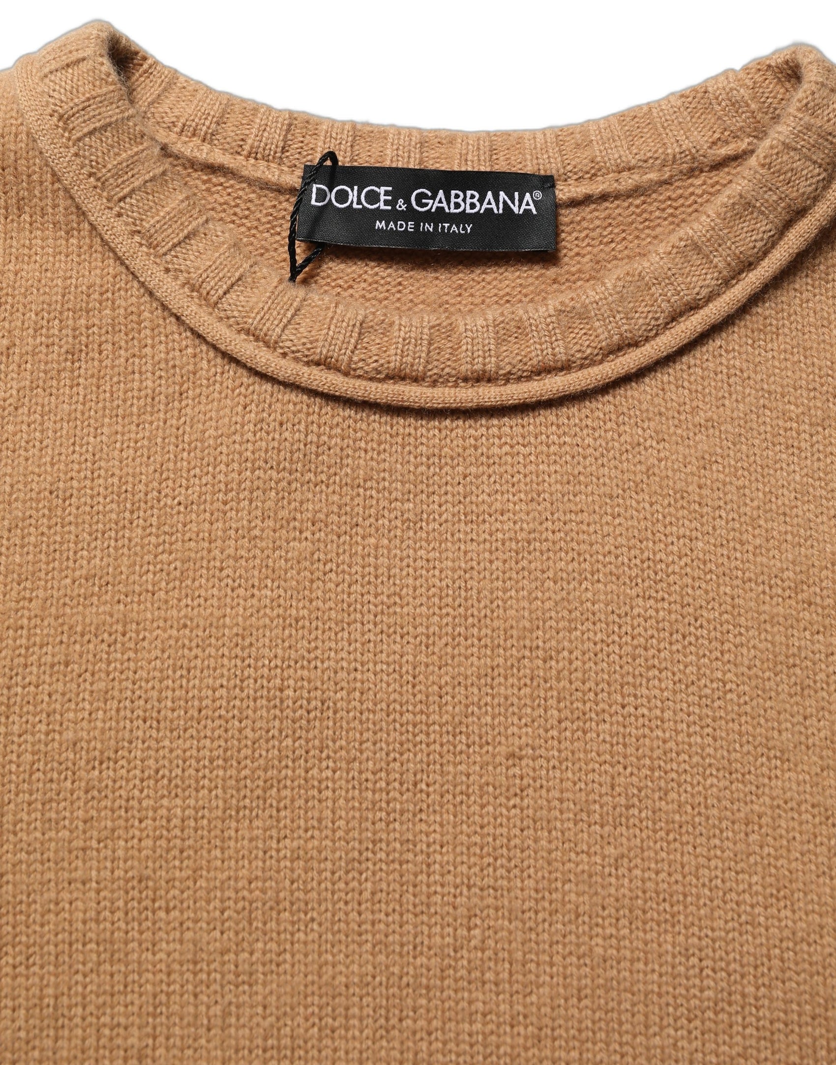 Dolce & Gabbana Brown Wool Short Sleeves Cropped Blouse Top