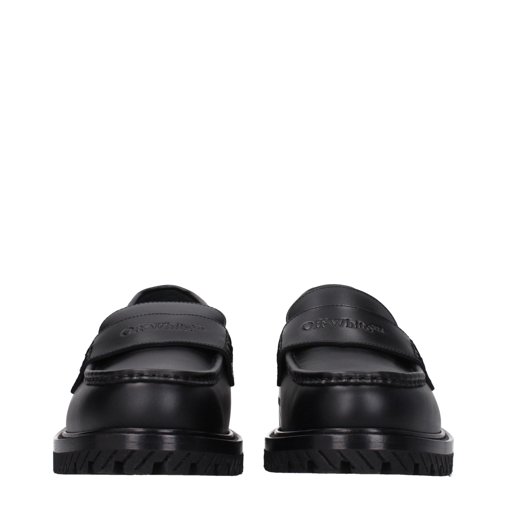 Off-White Black Leather Slip-On Loafers