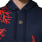 Dolce & Gabbana Blue Cotton Coral Logo Hooded Sweatshirt Sweater