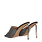 Off-White Black Satin Stiletto Heel Sandals