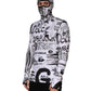 Dolce & Gabbana White Jersey Graffiti Print Balaclava Hood Sweater