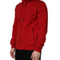 Dolce & Gabbana Red Embroidered Logo Hooded Full Zip Sweater