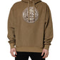 Dolce & Gabbana Brown Cotton Logo Coin Hooded Pullover Sweater