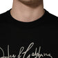 Dolce & Gabbana Black embroidered Logo Crew Neck Pullover Sweater
