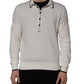 Dolce & Gabbana White Cotton Blend Men Polo Pullover Sweater