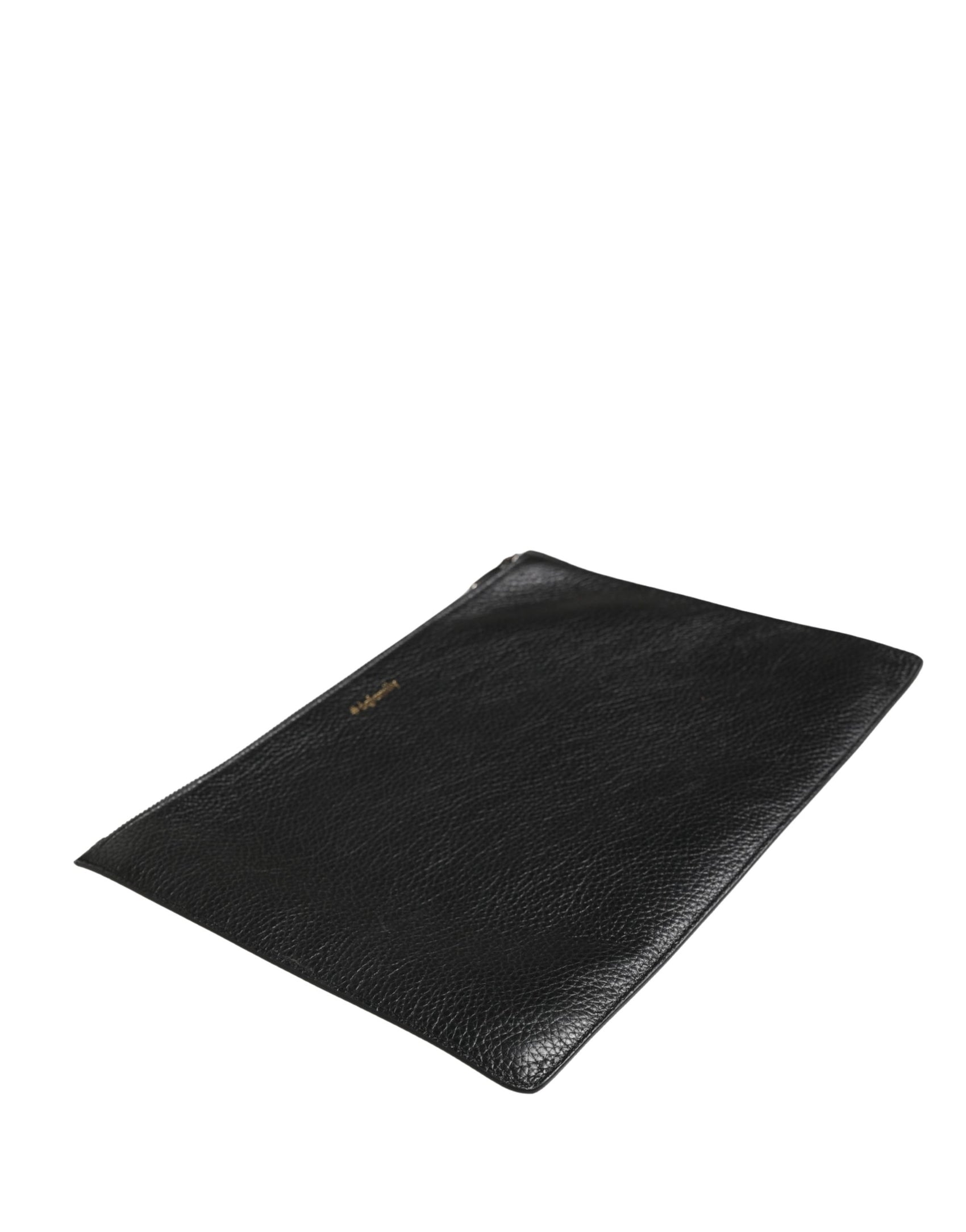 Dolce & Gabbana Black #DGFamily Embellished Leather Clutch Borse Bag
