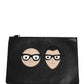 Dolce & Gabbana Black #DGFamily Embellished Leather Clutch Borse Bag