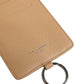 Dolce & Gabbana Beige Leather Logo Embossed Lanyard Card Holder Wallet
