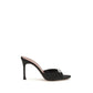 Amina Muaddi Black Silk Stiletto Heel Sandals