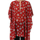 Dolce & Gabbana Red Floral V-neck Polyester Kaftan Blouse Top