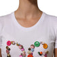 Dolce & Gabbana White DG Logo Embellished Round Neck T-shirt
