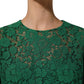 Dolce & Gabbana Green Floral Lace Round Neck Blouse Top
