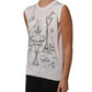 Dolce & Gabbana White Silk Knit Garden Fountain Print Tank Top