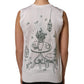 Dolce & Gabbana White Silk Knit Garden Fountain Print Tank Top