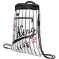 Dolce & Gabbana Black White Striped Polyester Drawstring Backpack Men Bag