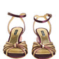 Dolce & Gabbana Purple Gold Keira Pearl Heels Sandals Shoes