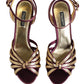 Dolce & Gabbana Purple Gold Keira Pearl Heels Sandals Shoes