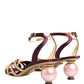 Dolce & Gabbana Purple Gold Keira Pearl Heels Sandals Shoes