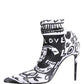 Dolce & Gabbana White Graffiti Stretch Ankle Boots Shoes