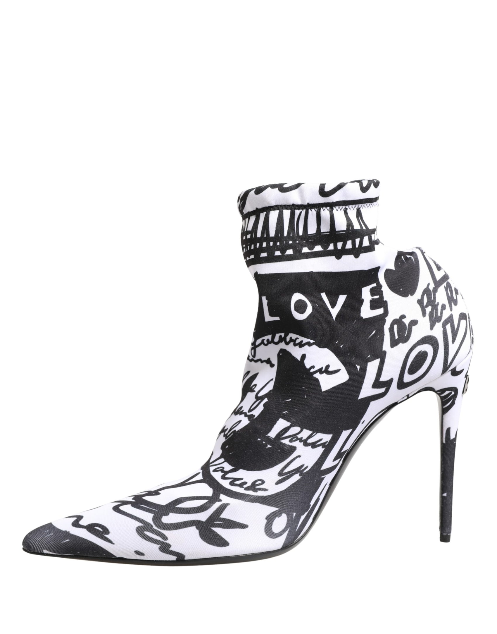 Dolce & Gabbana White Graffiti Stretch Ankle Boots Shoes