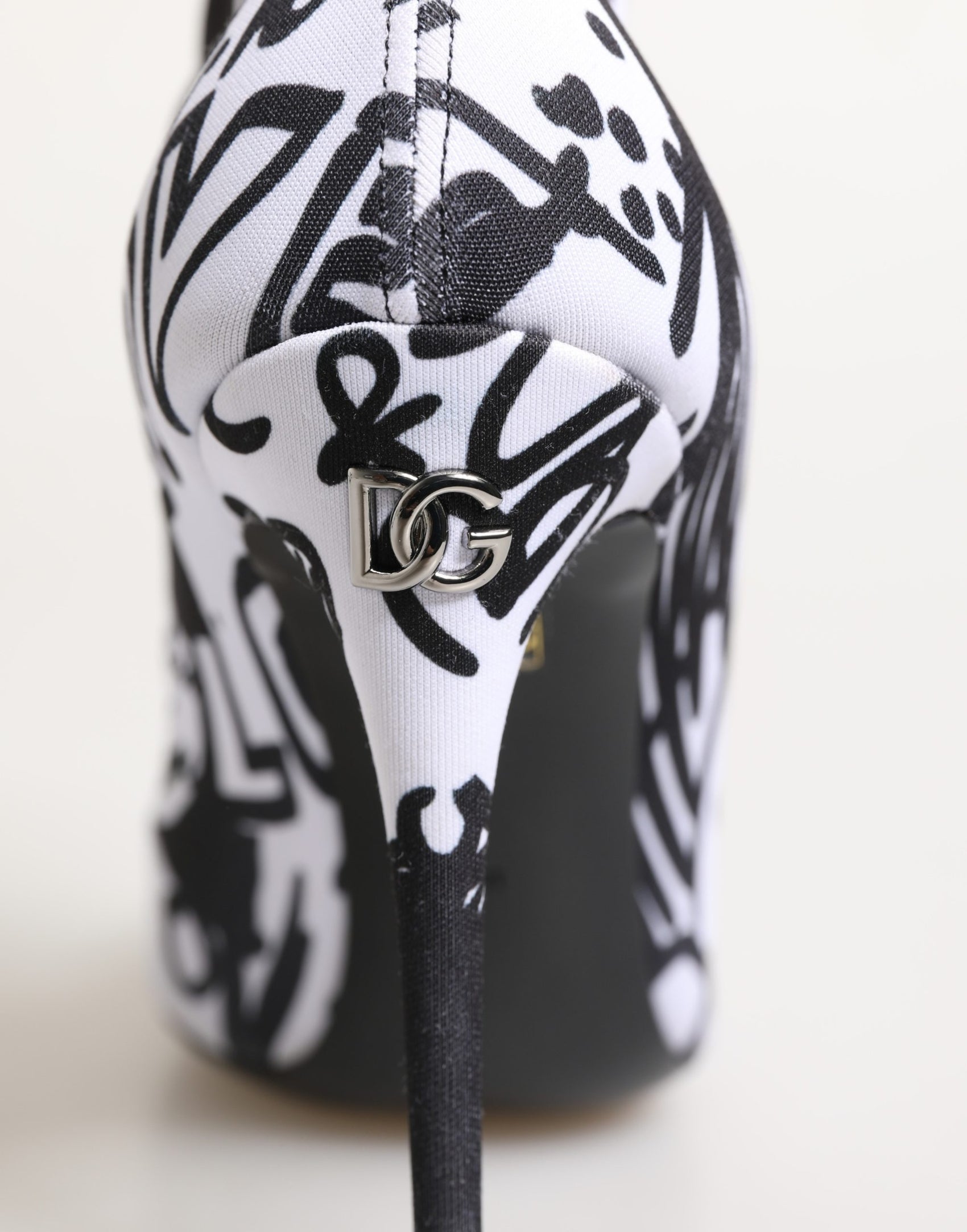 Dolce & Gabbana White Graffiti Stretch Ankle Boots Shoes