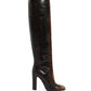 Dolce & Gabbana Brown Exotic Leather Knee High Boots Shoes