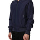 Dolce & Gabbana Blue Linen Full Zip Men Bomber Jacket