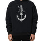 Dolce & Gabbana Black Anchor Print Hooded Sweatshirt Sweater