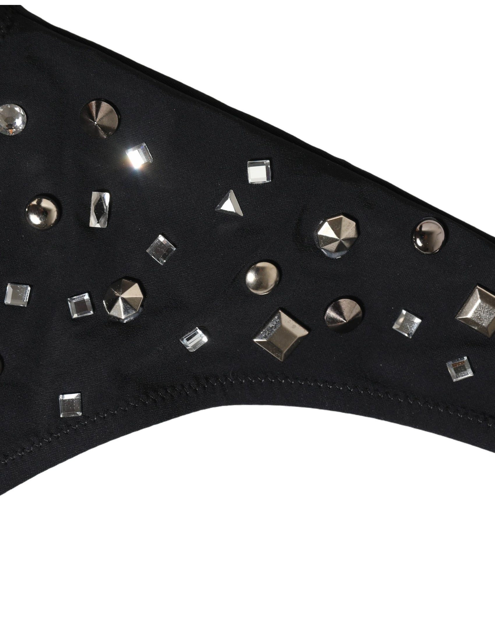 Dolce & Gabbana Black Embellished Cutout Bandeau One Piece Swimwear