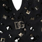Dolce & Gabbana Black Logo Embellished Cutout One Piece Swimwear