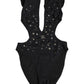 Dolce & Gabbana Black Logo Embellished Cutout One Piece Swimwear