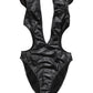 Dolce & Gabbana Black Deep V-Neck Cutout One Piece Swimwear